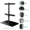 ONKRON Universal Swivel Table Top TV Stand for 32-75 Inch LED LCD Flat or Curved Screen TVs up to 40 kg -Tempered Glass TV Stand Base - Height Ad