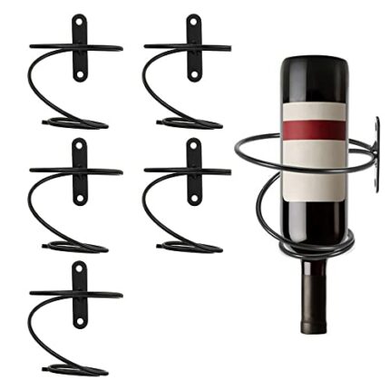 Tiamu 6 Pack Wall Mounted Iron Wine Holder Racks, Spiral Wine Display Holder with Screws, Metal Beverages Liquor Bottle Rack for Kitchen, Dining