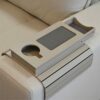 Meistar Sofa Tray w/Anti-Slip Base and Couch Cup Holder. Remote Control, Coffee Table and Cellphone Organizer. Portable Side Arm Rest Table w/Dra