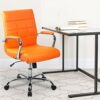 Flash Furniture Mid-Back Vinyl Executive Swivel Office Chair with Chrome Base and Arms, Orange, Set of 1