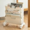 Qcwwy Mobile Bookshelf on Wheels, Movable Bookshelf 3 Layers Large Capacity Nightstand with Wheels Bookcase Under Desk Office Cart Magazines File
