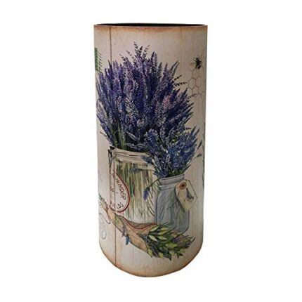 Rebecca Mobili Design Umbrella Stand, Decorative Stick Holder, Mdf Canvas, Shabby Beige, Round, with Dropper - Measurements: 54 x 23 x 23 cm (HxW