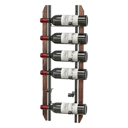J JACKCUBE DESIGN Wall Mount Wine Rack Organizer for 6 Bottles Holder, Stylish Kitchen Wine Storage Display Holder Shelf in Rustic Wood and Metal