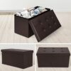 YITAHOME Storage Ottoman,Tufted Faux Leather Foldable Bench,Holds up to 300 kg,Footstool Storage Box with Lids for Kids Toys, Bedroom, Hallway, L