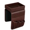 SITHON Sofa Remote Control Holder with Detachable Tray - [Non Slip] PU Leather Chair Couch Armrest Organizer Caddy with 5 Pockets for Magazines P
