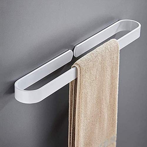 N/A Towel Bar Self Adhesive Bathroom Space Aluminum Bath Wall Shelf Rack Hanging Towel,Contemporary Style,White (Size : 50cm)