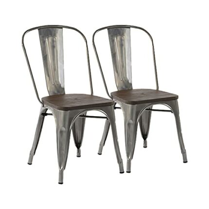 FurnitureR Dining Chair, Metal, Coffee