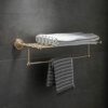 HIGOH Towel Racks,Bathroom Towel Rack Wall Mounted Towel Holder,Brushed Bathroom Hardware,All Copper Bath Towel Rack,Bathroom European Style Carv