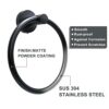 Care 4U Matte Black Towel Ring, Modern Kitchen Hand Towel Holder for Bathroom Wall Mounted, SUS304 Stainless Steel Bathroom Towel Rack