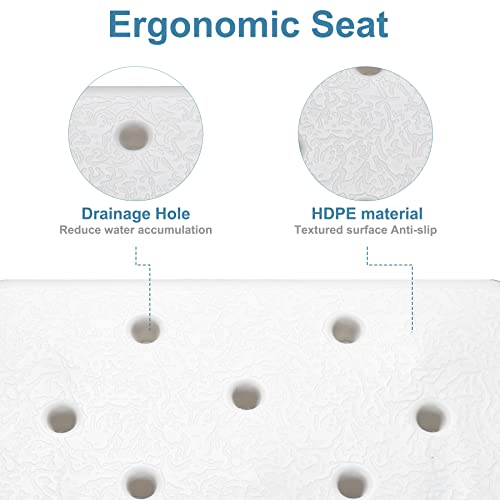 NArra Shower Stool, Height Adjustable Shower Chair with Detachable Armrests Backrest, Perching Stool Load up to 150kg with Non-Slip Foot Pads, Ba