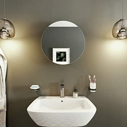 Croydex Severn Stainless Steel Circular Mirror Cabinet, Silver, 11 cm x 50 cm x 50 cm