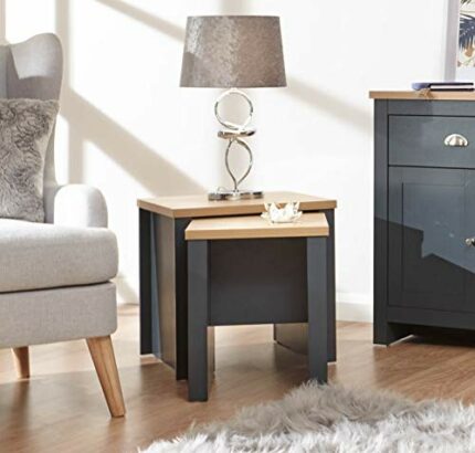 GFW Nesting Table, Wood, Slate Blue, 50 x 49 x 45 cm