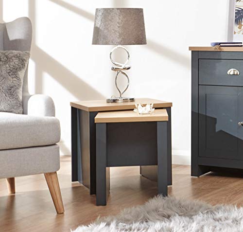 GFW Nesting Table, Wood, Slate Blue, 50 x 49 x 45 cm