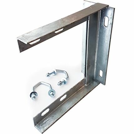 Loops 9" x 9" Heavy Duty Steel TV Aerial Wall/Brick Mounting Bracket & V Bolts Galvanized - Pole/Mast/Clamp Install For Outdoor & Indoor Use