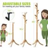 Coat Rack Freestanding Bamboo Coat TreeCoat Rack Standing Adjustable Coat With 3 Sections 8 Coat Hooks Easy Assemble Coat Hanger For Closet Hats