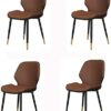 dining chair Office Reception Chairs Business Dining Chairs Set Modern Dining Chairs Set of 4 Water Proof PU Leather Side Chair with Black Metal