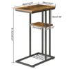 YMYNY C Shaped End Table, Snack Table, Side Table for Small Spaces, Living Room, Bedroom, Industrial, Small Table, Easy Install, 40 x 26 x 61.5CM