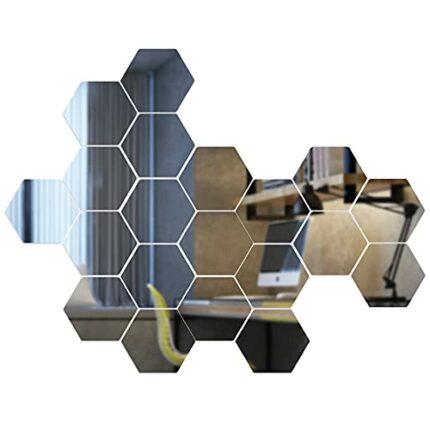 Hexagonal 20pcs Removable Acrylic Mirror Wall Art Setting Wall Sticker Decal for Home Living Room Bedroom Decor