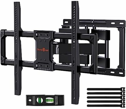 Perlegear TV Wall Bracket for Most 37–82 Inch Flat/Curved TVs up to 50 kg, Tilt and Swivel TV Bracket with Dual Arms, Full Motion TV Wall Mount M