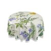 xigua Elegant Flowers Tablecloth Durable 60 Inch Round Table Cloth Cover with Zipper Umbrella Hole Camping Tablecloths for Outdoor Party Picnic