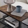 Alpika 3-Tier Retro Side Table, Console Table with Storage Rack, Narrow Nightstand for Small Spaces, Mesh Shelf for Living Room, Bedroom, Entrywa