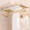 HIGOH Towel Racks,Bathroom Towel Rack Wall Mounted Towel Holder,European-Style Towel Rack,Jade Bath Towel Holder,Bathroom Rack,Double-Layer Solid