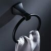 RAKUTE Modern Design Space Aluminum Black Towel Rings, Towel Holder, Round Wall-Mounted Towel Rack, Bathroom Accessories Hardware Bathroom Ring