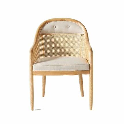 LUKEO Office Kitchen Armrest Dining Chair Rattan Outdoor Dining Ergonomic Chair Wooden Party Furniture (Color : D, Size : Light Grey)