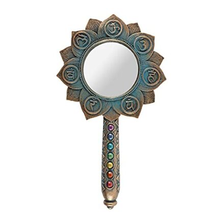 Something Different CK_15031 Hand Mirror | Lotus Flower Chakra | Bronze | H19cm x W10.5cm x D1cm | Pack of 1