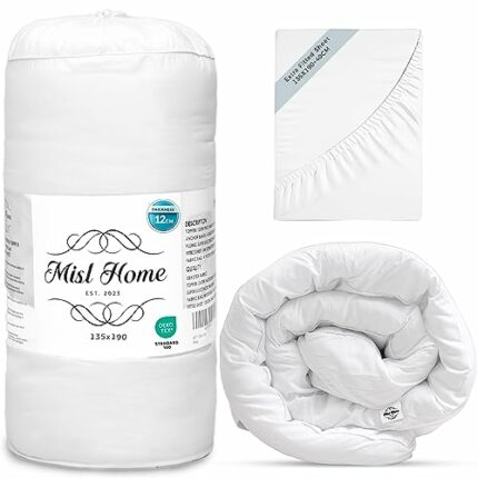 MISL HOME Mattress Topper Double Bed 12cm Thick - 800gsm 135x190 with FREE Cotton Fitted Sheet Quilted Microfiber Hypoallergenic Double Mattress