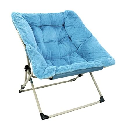 Explore Land Living Room Faux Fur Soft Accent Chair Foldable for Bedroom (Lake Blue)