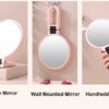 1X 5X Handheld Mirror with Handle for Travel， Magnifying Mirror, Magnification, Rotation Adjustable Handle, Double Sided Folding, Mirror for Wome