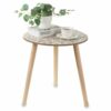 Hanobe Small Round Side Table: Boho Floral End Tables for Living Room Bohemian Accent Bedside Table White Bedroom Nightstand Farmhouse Home Decor