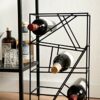 LaLe Living Vino Wine Rack in Black Brushed Iron for 9 Wine Bottles 26 x 45.5 cm for Storing, Storing Wine and Water Bottles in Geometric Design