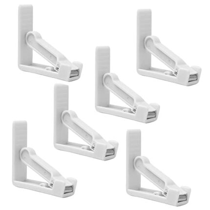 DAJUXIN 6 Pcs Adjustable Spring Loaded Tablecloth Clips Table Cloth Cover Clamps White Plastic Tablecloth Clips for Outdoor Indoor Party Picnics