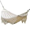 100% Cotton Double Hammock - 2 Person Extra Large 200 x 150cm Boho Hammocks With Spreader Bar for Garden Patio Porch Backyard Lounging Outdoor an