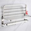 48cm Wall-Mounted Towel Rack Towel Rail Double-Layer Stainless Steel With Five Hooks For Bathroom Kitchen Hotel Office
