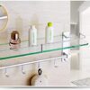 Towel Rack Wall Mount Bathroom Shelf with Hooks Multifunctional Space Aluminum Material 7Mm Tempered Glass Shelf Towel Rack/15 * 25Cm