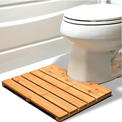 ZPirates Bamboo Toilet Rug / Mat - Bath Step Stool for Bathroom Bowl - Adaptable U-Shaped Curvature, Natural Bamboo (TM-1)