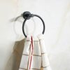 SARIHOSY Round Towel Ring Matt Black Bath Towel Rail Bathroom Kitchen, Hanging Towel Hanger Bathroom Accessories Hotel Square, Hand Towel Rail Ho