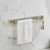 TBIIEXFL Marble Towel Rack Brushed Gold Towel Holder Space Aluminum Towel Bar With Hook Bathroom Accessories Suit