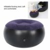 01 Inflatable Flocking Chair, Indoor Outdoor Inflatable Stool Footrest Blue Round for Home for Travel