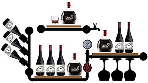MiroDo Wall Mounted Metal Wine Rack with Wine Glass Holder & Wine Cork Storage Cage Wall-Mounted Vintage Wood Wine & Stemware Display Rack Wine B