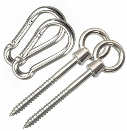 AIVOOF Hammock Hanging Kit, 2 Pack Heavy Duty Eye Hooks for Hanging Swing Stainless Steel Hammock Hook Carabiner Set 1300LB Capacity Swing Hardwa