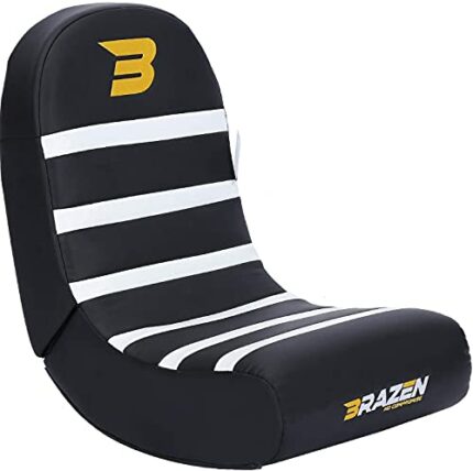 BraZen Piranha Floor Rocker Non-Audio Gaming Chair For Kids - White -