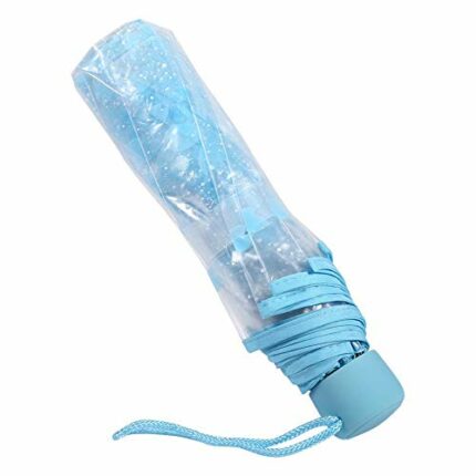 Naroote Compact Windproof Umbrella, Folding Transparent Umbrella, Waterproof Transparent Manually Operated Fashion Rain Umbrella, for Outdoor Cam