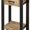Harbour Tall Lamp Sofa Side Table With Drawer for Living Room, Bedroom - Handcrafted Reclaimed Wood Small Bedside Table with Shelf - Fully Assemb