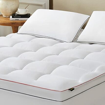 HomeMate Queen Mattress Topper,1800TC Cooling Mattress Pad Cover for Deep Sleep, Extra Thick 3D Snow Down Alternative Overfilled Plush Pillow Top