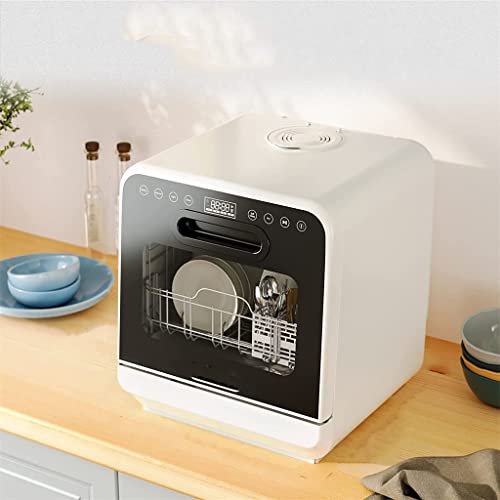 KKYKP Portable Dishwasher Countertop with Built-in Water Tank 5 Washing Programs Air Drying Function for Home and Kitchen (Color : White, Size :