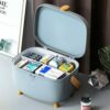 BigKing Oval Medicine Storage Box, Plastic Medicine Storage Box, Fold 2-Layer First Aid Box, Oval Double Layers Multi Grid Large Capacity Medical
